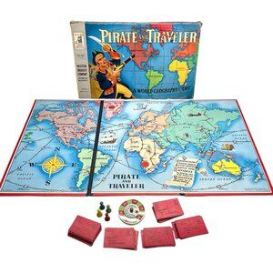 Vintage Milton Bradley Pirate and Traveler Board Game 1953